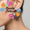 Blue Stone Floral Designer Oxidised Gold Earrings