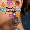 Premium Bird Designer Plum Purple Stone With White Pearl Oxidised Gold Jhumka