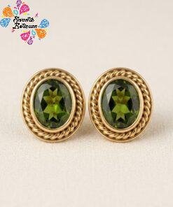Green Stone With Stud Type Oxidised Gold Earrings Green Stone With Stud Type Oxidised Gold Earrings