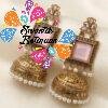 Premium Floral Designer Rose Pink Stone With White Pearl Oxidised Gold Jhumkha