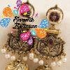 Premium Floral Designer Purple Stone With White Pearl Oxidised Gold Jhumka
