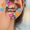 Green Stone With Stud Type Oxidised Gold Earrings