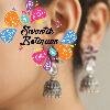 Flower Designer Pink With White Stone Oxidised Silver Jhumkha Flower Designer Pink With White Stone Oxidised Silver Jhumkha