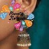 Premium Elephant Designer Light Blue And White Stone With White Pearl Oxidised Gold Jhumka Premium Elephant Designer Light Blue And White Stone With White Pearl Oxidised Gold Jhumka