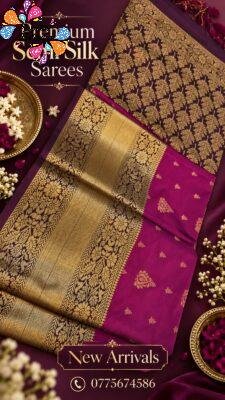 Floral Designer Deep Pink And Purple Premium Semi Silk Saree