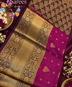 Floral Designer Deep Pink And Purple Premium Semi Silk Saree