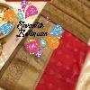 Gold Weave Designer Rust Red And Olive Green Premium Semi Silk Saree
