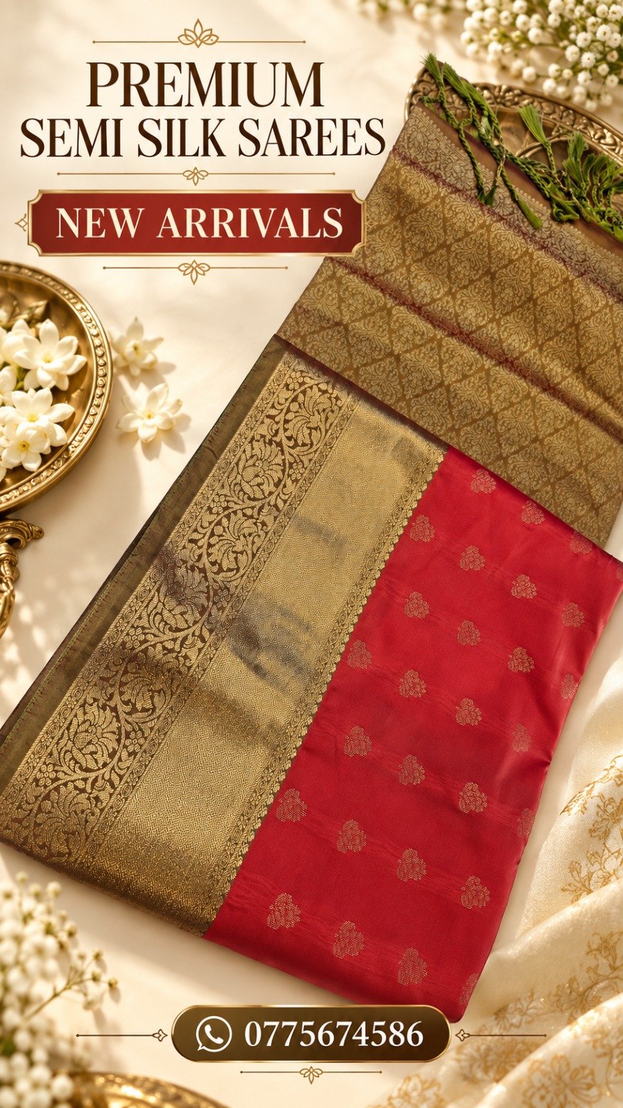 Gold Weave Designer Rust Red And Olive Green Premium Semi Silk Saree Gold Weave Designer Rust Red And Olive Green Premium Semi Silk Saree