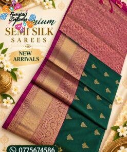 Floral Designer Green And Magenta Premium Semi Silk Saree