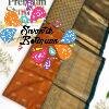 Gold Weave Designer Rust Orange And Teal Green Premium Semi Silk Saree