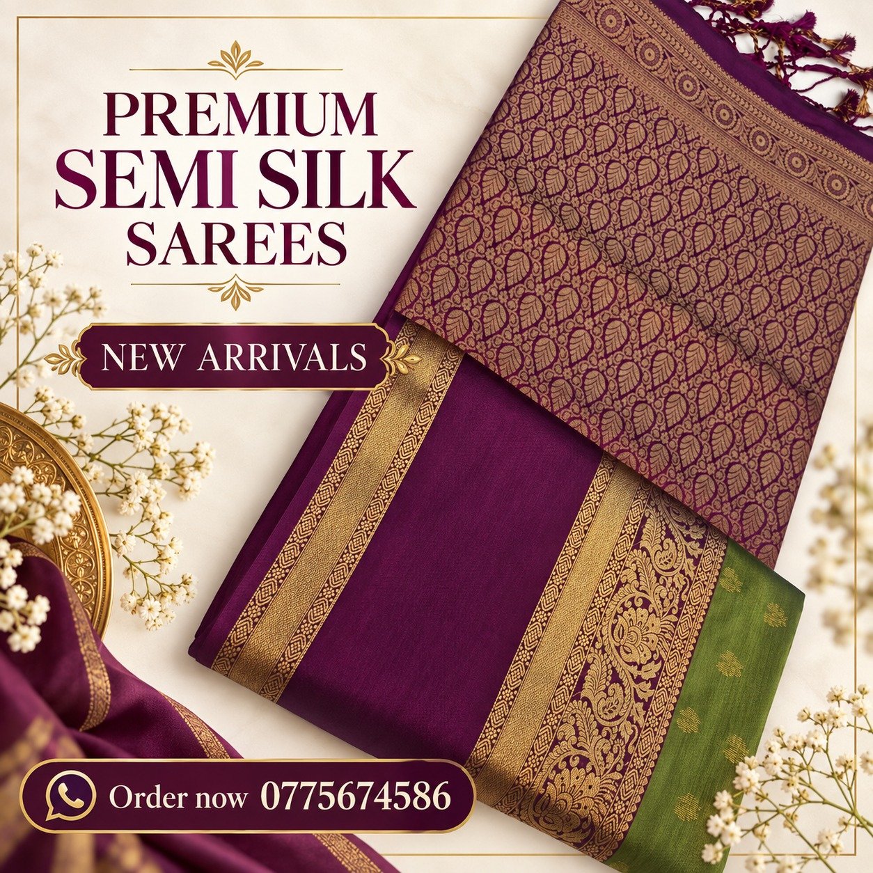 Floral Designer Light Green And Wine Purple Premium Semi Silk Saree Floral Designer Light Green And Wine Purple Premium Semi Silk Saree