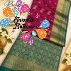 Flower Designer Deep Wine And Peacock Green Premium Semi Silk Saree