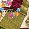Gold Weave Designer Deep Wine Maroon And Olive Green Premium Semi Silk Saree