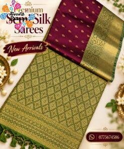 Gold Weave Designer Deep Wine Maroon And Olive Green Premium Semi Silk Saree