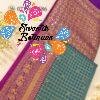 Checked Designer Peacock Green With Purple Premium Semi Silk Saree
