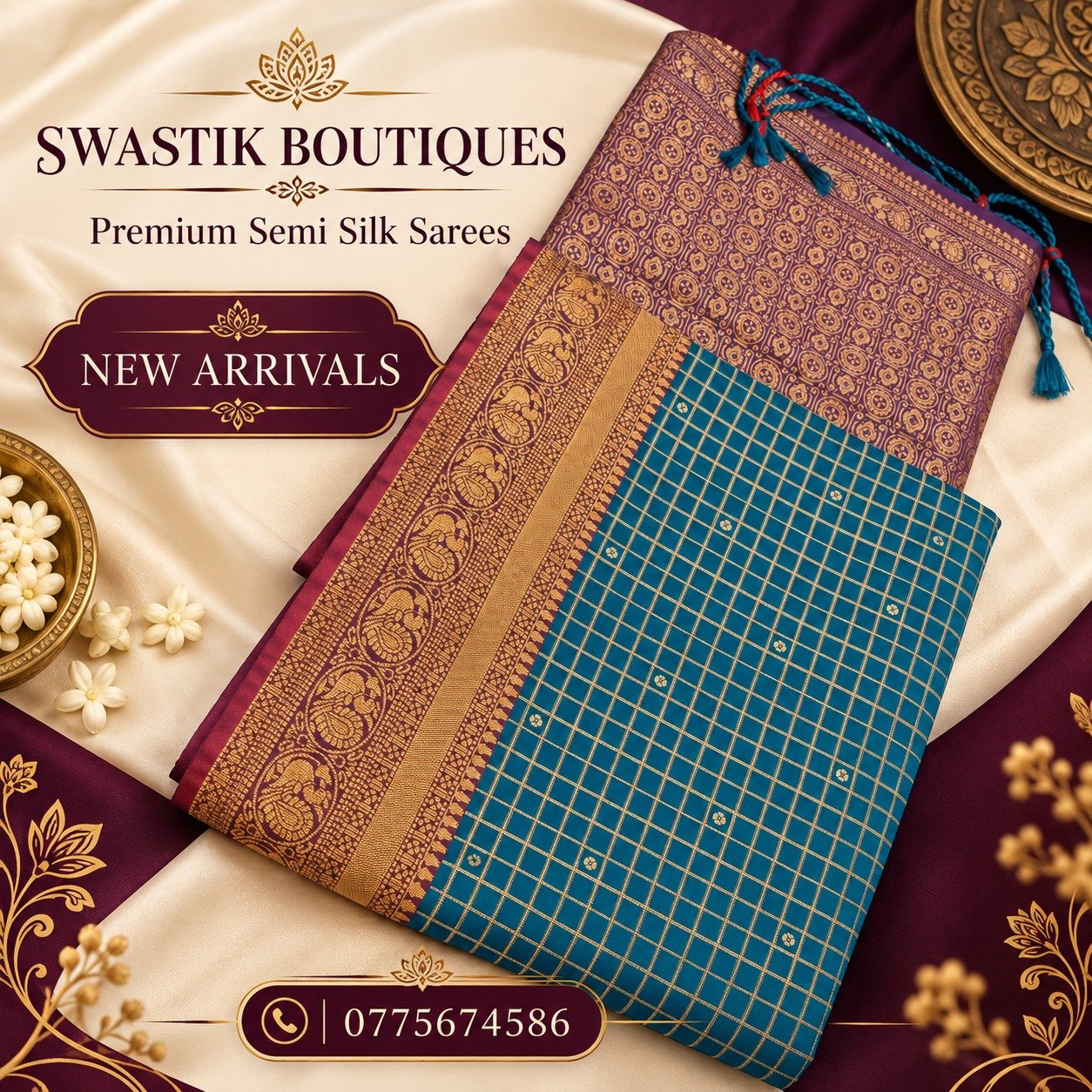 Peacock Designer Teal Blue With Wine Purple Premium Semi Silk Saree Peacock Designer Teal Blue With Wine Purple Premium Semi Silk Saree