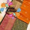 Floral Designer Rust Orange With Green Premium Semi Silk Saree