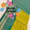 Floral Designer Parrot Green with Teal Green Premium Semi Silk Saree