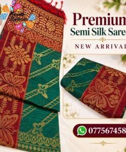 Floral Designer Dark Green With Dark Maroon Premium Semi Silk Saree