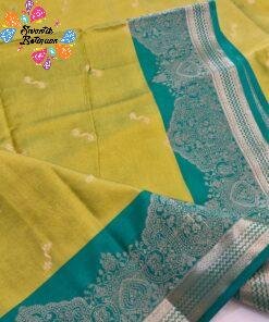 Floral Designer Parrot Green with Teal Green Premium Semi Silk Saree Floral Designer Parrot Green with Teal Green Premium Semi Silk Saree