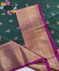 Floral Designer Green And Magenta Premium Semi Silk Saree Floral Designer Green And Magenta Premium Semi Silk Saree