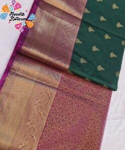 Floral Designer Green And Magenta Premium Semi Silk Saree Floral Designer Green And Magenta Premium Semi Silk Saree
