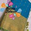 Floral Designer Blue And Green Premium Semi Silk Saree Floral Designer Blue And Green Premium Semi Silk Saree