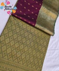 Gold Weave Designer Deep Wine Maroon And Olive Green Premium Semi Silk Saree Gold Weave Designer Deep Wine Maroon And Olive Green Premium Semi Silk Saree