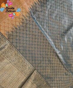 Gold Weave Designer Rust Orange And Teal Green Premium Semi Silk Saree Gold Weave Designer Rust Orange And Teal Green Premium Semi Silk Saree