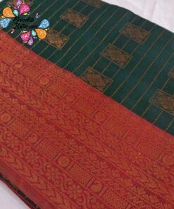 Floral Designer Dark Green With Dark Maroon Premium Semi Silk Saree Floral Designer Dark Green With Dark Maroon Premium Semi Silk Saree