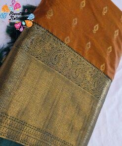 Gold Weave Designer Rust Orange And Teal Green Premium Semi Silk Saree