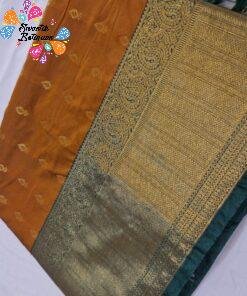 Gold Weave Designer Rust Orange And Teal Green Premium Semi Silk Saree Gold Weave Designer Rust Orange And Teal Green Premium Semi Silk Saree