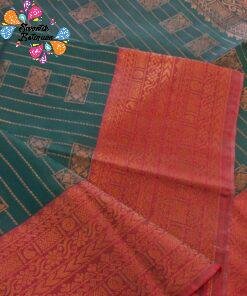 Floral Designer Dark Green With Dark Maroon Premium Semi Silk Saree Floral Designer Dark Green With Dark Maroon Premium Semi Silk Saree