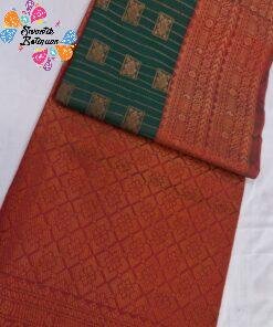 Floral Designer Dark Green With Dark Maroon Premium Semi Silk Saree Floral Designer Dark Green With Dark Maroon Premium Semi Silk Saree