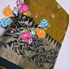 Floral Designer Mustard Gold With Deep Peacock Blue Premium Semi Silk Saree