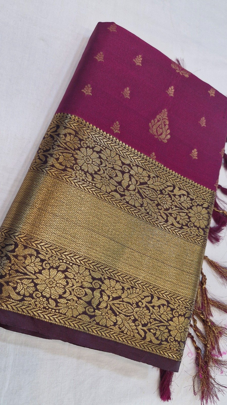 Floral Designer Deep Pink And Purple Premium Semi Silk Saree Floral Designer Deep Pink And Purple Premium Semi Silk Saree