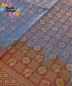 Peacock Designer Dark Maroon With Purple Premium Semi Silk Saree Peacock Designer Dark Maroon With Purple Premium Semi Silk Saree