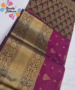 Floral Designer Deep Pink And Purple Premium Semi Silk Saree Floral Designer Deep Pink And Purple Premium Semi Silk Saree