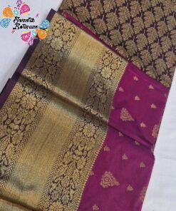 Floral Designer Deep Pink And Purple Premium Semi Silk Saree Floral Designer Deep Pink And Purple Premium Semi Silk Saree