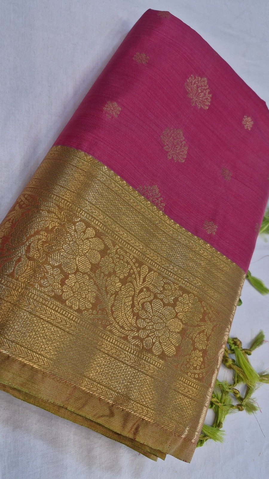 Floral Designer Magenta And Yellow Premium Semi Silk Saree Floral Designer Magenta And Yellow Premium Semi Silk Saree