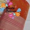 Floral Designer Royal Orange With Peach Premium Semi Silk Saree