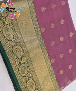 Floral Designer Onion Pink With Dark Green Premium Semi Silk Saree Floral Designer Onion Pink With Dark Green Premium Semi Silk Saree