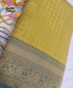 Peacock Designer Olive Green With Peacock Blue Premium Semi Silk Saree