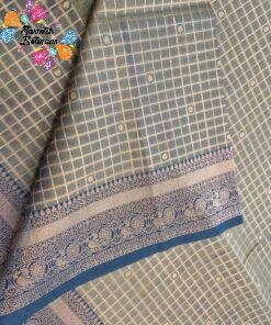 Peacock Designer Sage Green With Peacock Blue Premium Semi Silk Saree Peacock Designer Sage Green With Peacock Blue Premium Semi Silk Saree