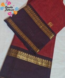 Rust Red With Dark Maroon Border and Antique Gold Zari Border Premium Kanchi Cotton Saree with Rich Pallu Rust Red With Dark Maroon Border and Antique Gold Zari Border Premium Kanchi Cotton Saree with Rich Pallu