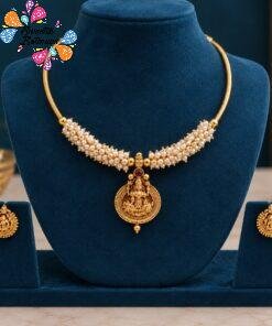 Alternative view of Premium Lakshmi Designer White Pearl Matte Finished Necklace