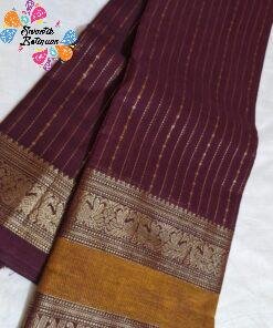 Deep Maroon And Yellow With Gold Zari Border Premium Kanchi Cotton Saree with Rich Pallu Deep Maroon And Yellow With Gold Zari Border Premium Kanchi Cotton Saree with Rich Pallu