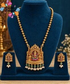 Alternative view of Premium Lakshmi Designer White With Light Green Pearl Mixed Matte Finished Necklace