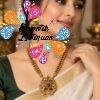 Green And Pink Stone With Floral Designer Finished Necklace Green And Pink Stone With Floral Designer Finished Necklace