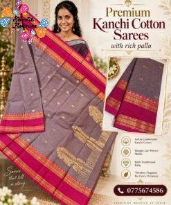 Dusty Mauve With Magenta Gold Zari Border Premium Kanchi Cotton Saree with Rich Pallu